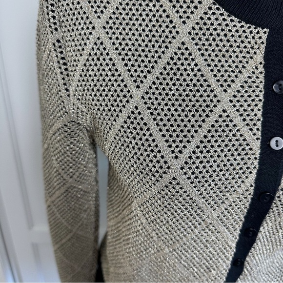 Zara Metallic Cardigan Button Front Geometric Momcore Academia - Picture 5 of 15